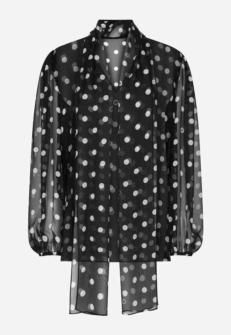 Dolce 
Gabbana Polka Dot Print Chiffon Blouse F778TT IS1VH HNZRW Black