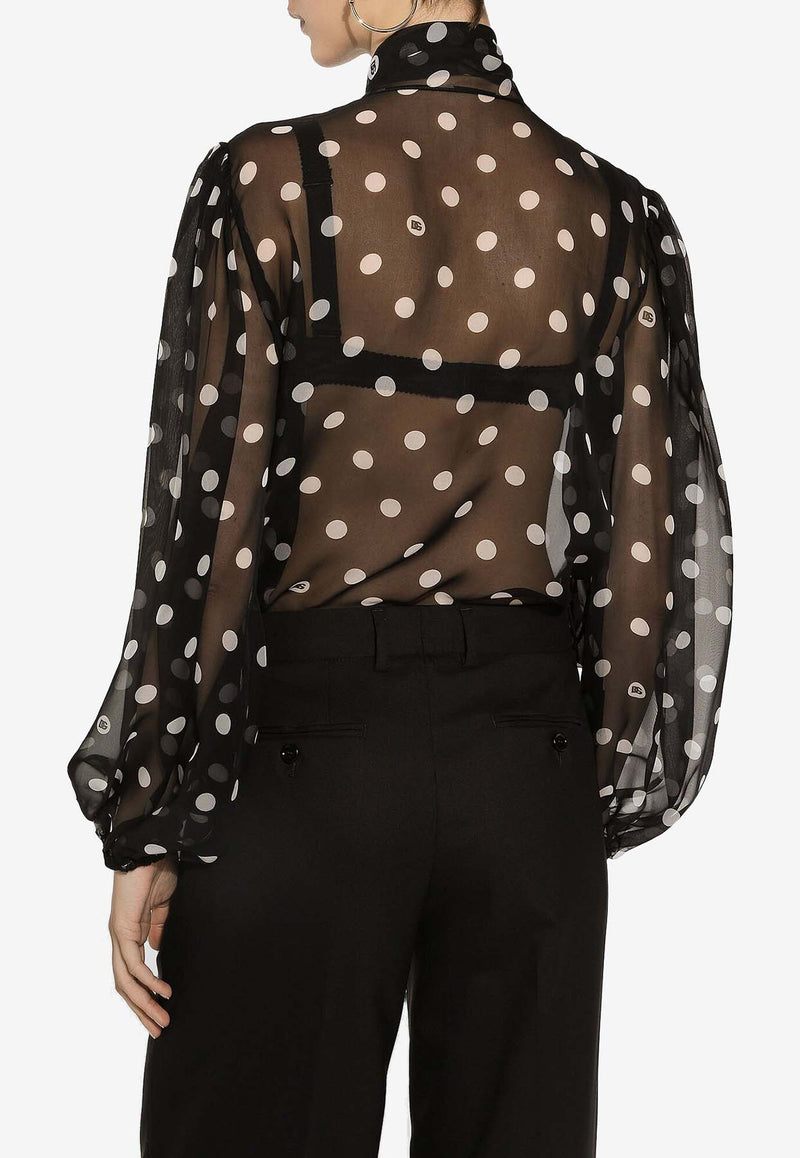 Dolce 
Gabbana Polka Dot Print Chiffon Blouse F778TT IS1VH HNZRW Black