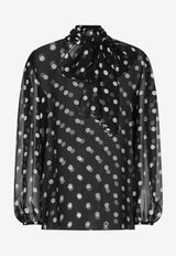 Dolce 
Gabbana Polka Dot Print Chiffon Blouse F778TT IS1VH HNZRW Black