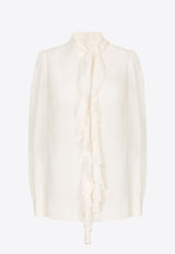 Dolce 
Gabbana Georgette Ruffled Blouse White F779KT FU1AR W0001