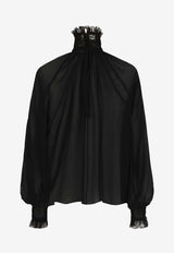 Dolce 
Gabbana Long-Sleeved Chiffon Blouse F79EMT FU1AT N0000 Black