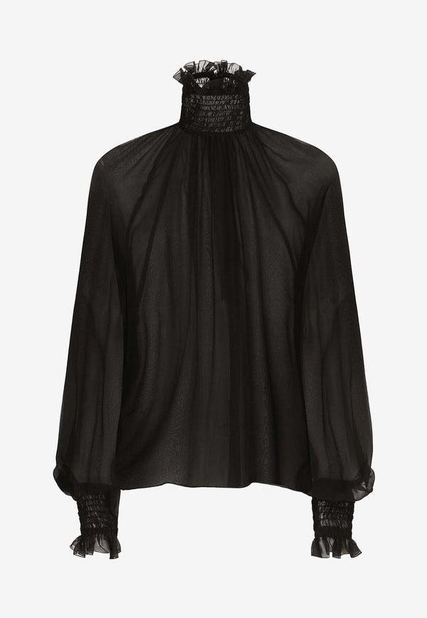 Dolce 
Gabbana Long-Sleeved Chiffon Blouse F79EMT FU1AT N0000 Black