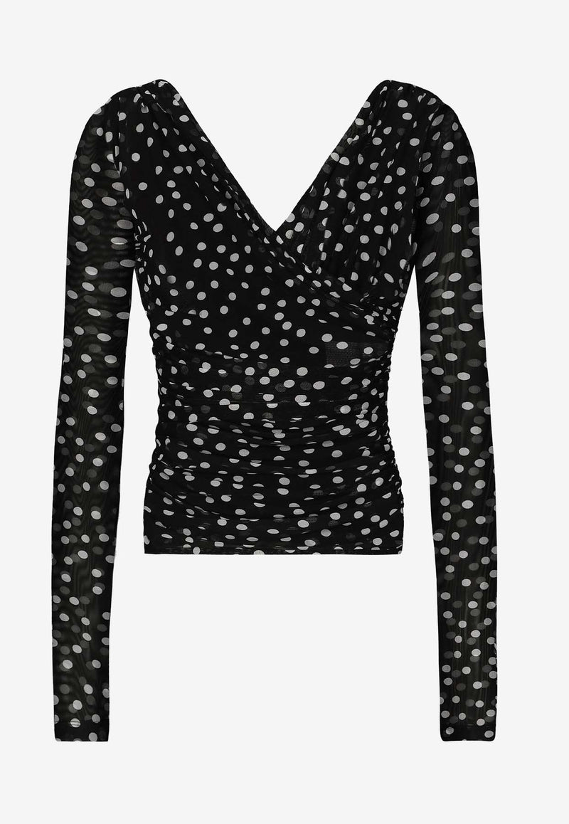 Dolce 
Gabbana Polka Dot Print Tulle Top F7AB5T FSRP2 HNBDW Black