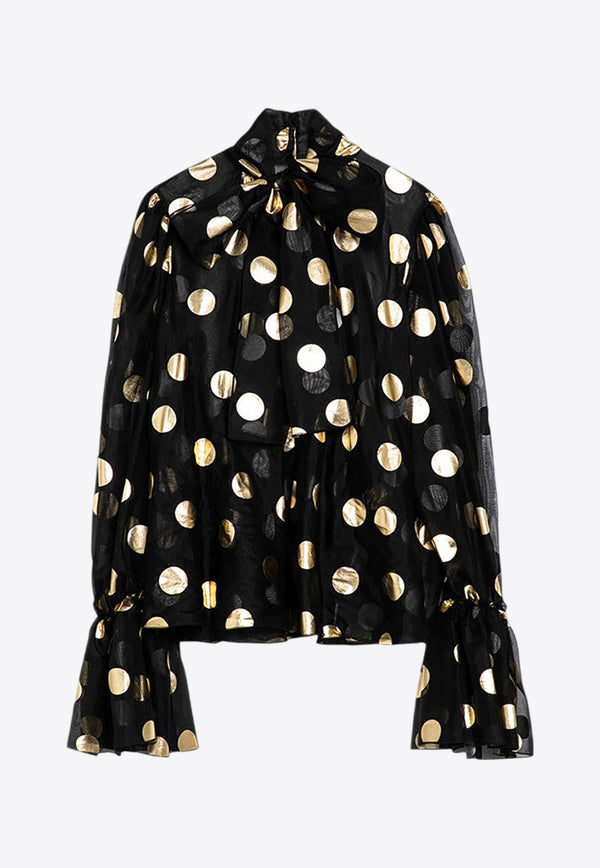 Dolce 
Gabbana Silk Organza Lamé Polka Dot Blouse Black F7AI9THS100/P_DOLCE-HNLM0