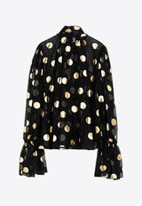 Dolce 
Gabbana Silk Organza Lamé Polka Dot Blouse Black F7AI9THS100/P_DOLCE-HNLM0