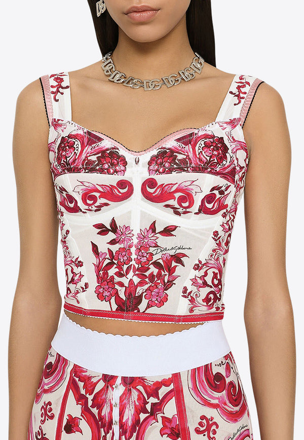 Dolce 
Gabbana Majolica-Print Bustier Top Multicolor F7W98T FPSH5 HE3TN