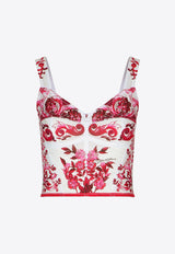 Dolce 
Gabbana Majolica-Print Bustier Top Multicolor F7W98T FPSH5 HE3TN