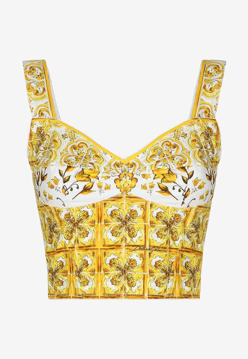 Dolce 
Gabbana Majolica Print Corset Top F7W98T HH5EA HG3TN Yellow