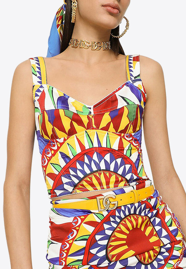 Dolce 
Gabbana Carretto-Print Bustier Top Multicolor F7W98T HPADX HH4KT