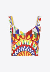 Dolce 
Gabbana Carretto-Print Bustier Top Multicolor F7W98T HPADX HH4KT