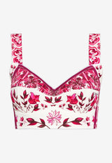 Dolce 
Gabbana Majolica Print Cropped Top F7Y28T HPAB7 HE3TN Pink