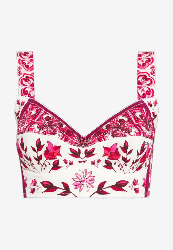 Dolce 
Gabbana Majolica Print Cropped Top F7Y28T HPAB7 HE3TN Pink