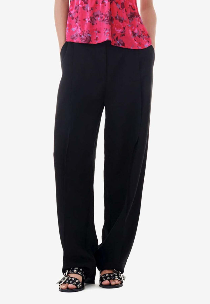 GANNI Drapey Melange Tailored Pants Black F8075BLACK