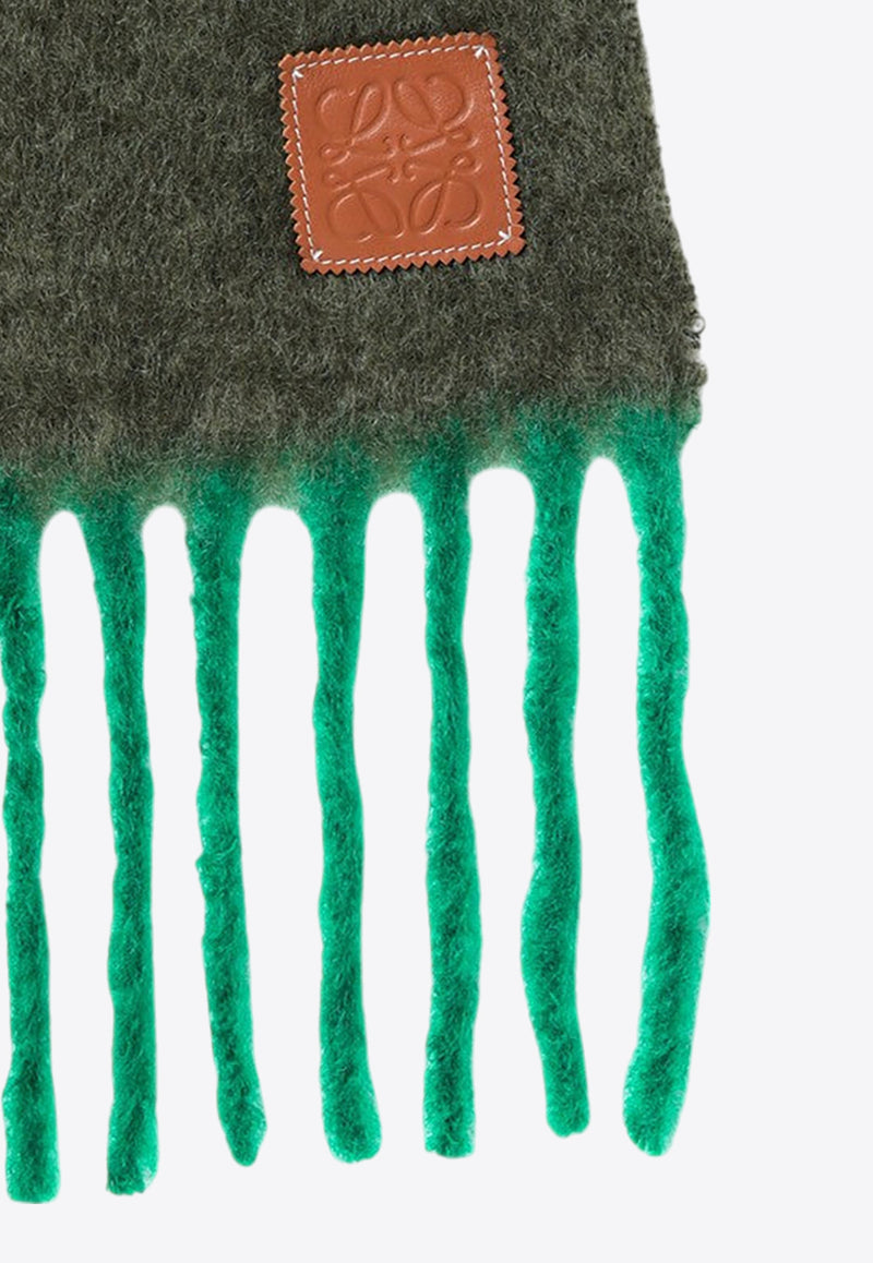 Loewe Anagram Patch Fringed Scarf Green F811257XA2WO/P_LOEW-4553