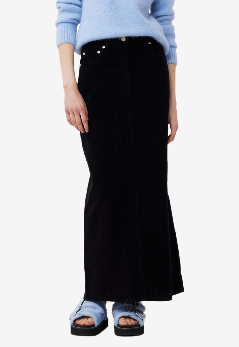 A-Line Corduroy Maxi Skirt GANNI F8799BLACK