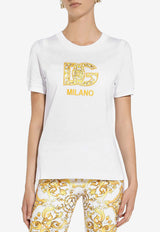 Dolce 
Gabbana Majolica Print DG Logo Patch T-shirt F8N08Z GDBVX S8402 White