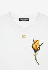 Dolce 
Gabbana DG Rose Embroidered Patch T-shirt F8U68Z G7G9A W0800 White