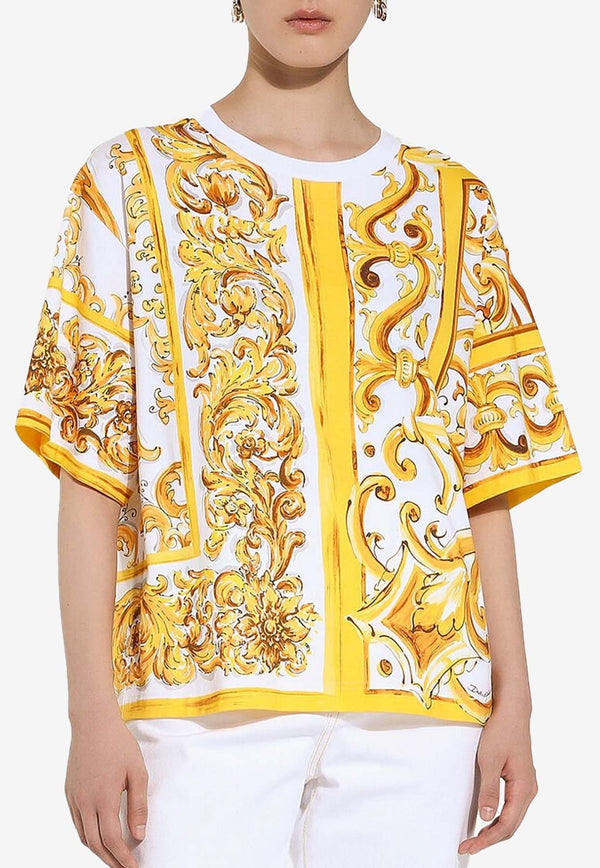 Dolce 
Gabbana Majolica Print Oversized T-shirt F8U74T II7EP H55DQ Yellow