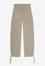 GANNI Suiting Elasticated Paperbag Pants Gray F9217BROWN