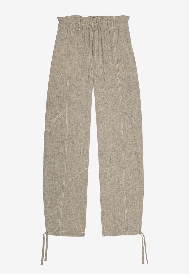 GANNI Suiting Elasticated Paperbag Pants Gray F9217BROWN