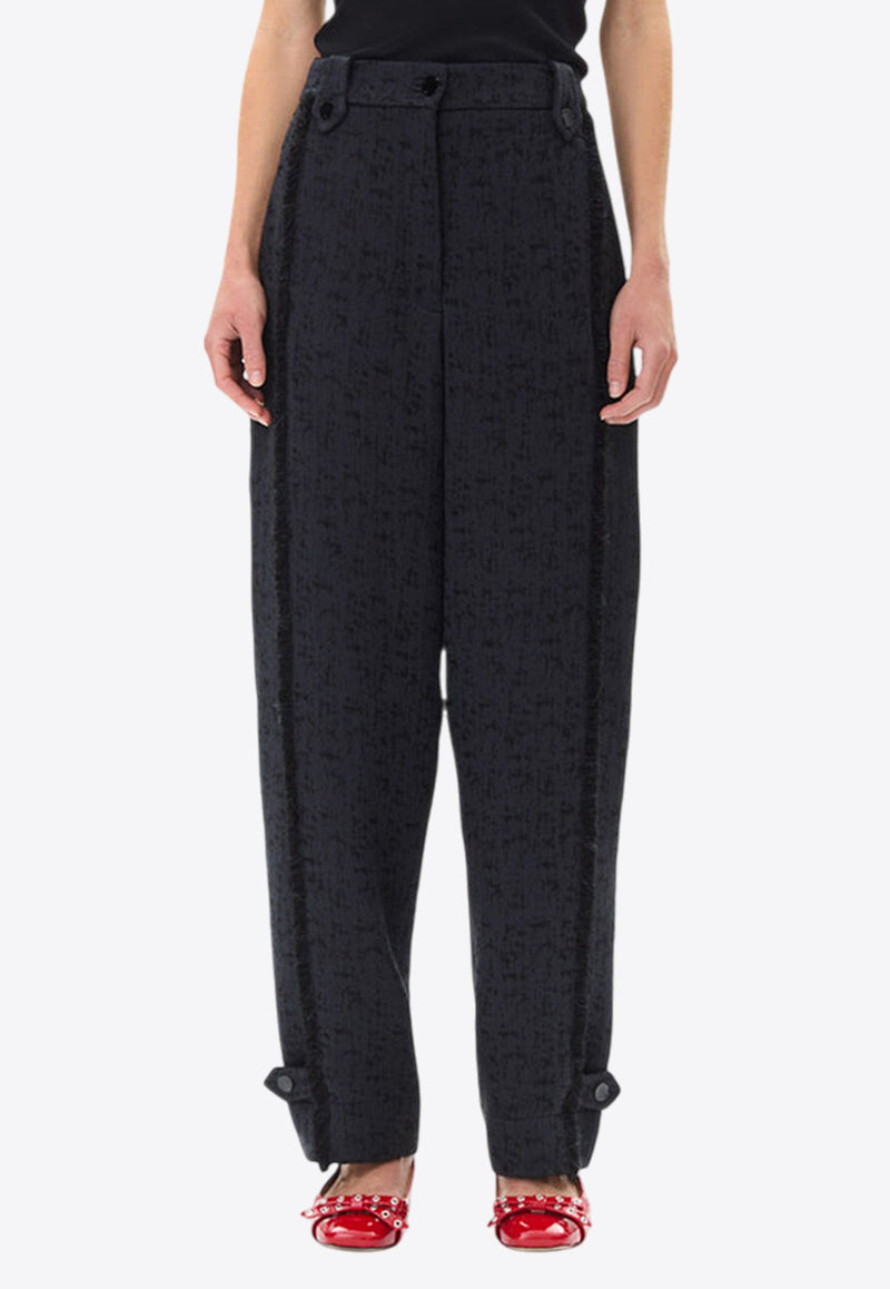 GANNI Tweed High-Waist Tailored Pants Black F9629BLACK