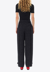 GANNI Tweed High-Waist Tailored Pants Black F9629BLACK