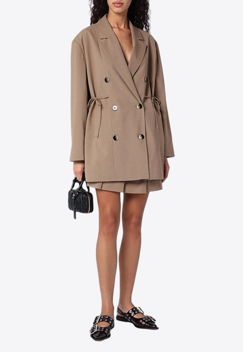 GANNI Double-Breasted Overcoat Jacket Beige F97316627/P_GAN-177