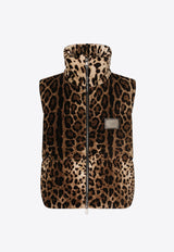 Dolce 
Gabbana Leopard Print Vest with Logo Plate Brown F9R23T FSWBH HY13M