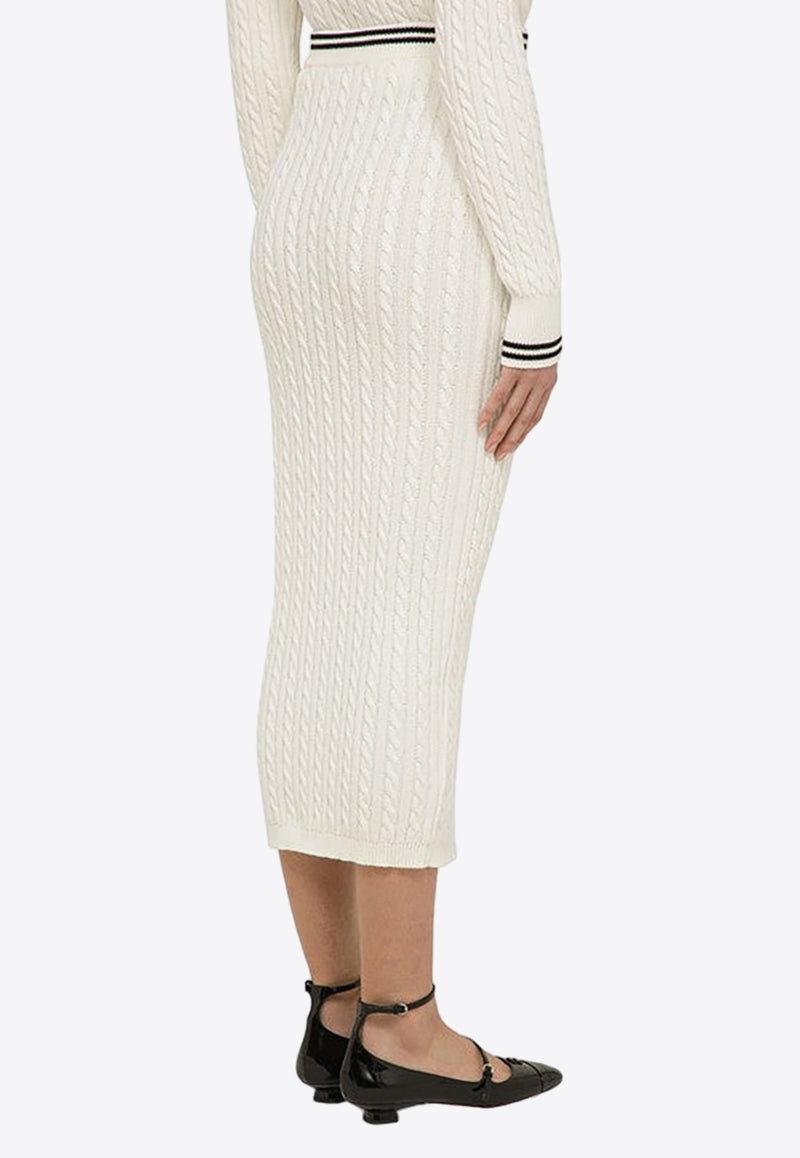 Alessandra Rich Cable-Knit Midi Pencil Skirt

 White FABX3688K4264/O_ALESS-0105