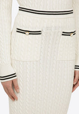 Alessandra Rich Cable-Knit Midi Pencil Skirt

 White FABX3688K4264/O_ALESS-0105