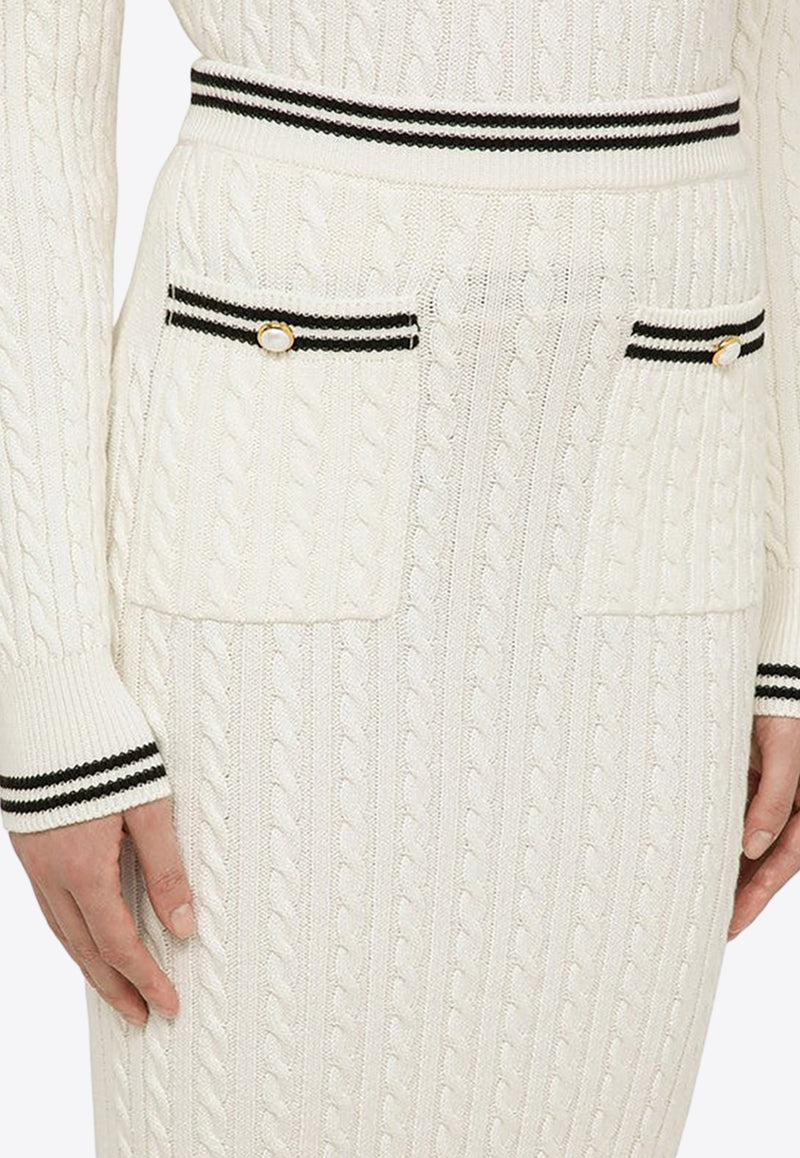 Alessandra Rich Cable-Knit Midi Pencil Skirt

 White FABX3688K4264/O_ALESS-0105