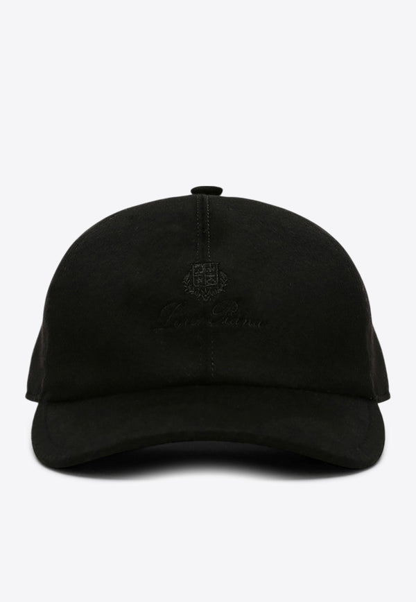 Loro Piana Embroidered Logo Cashmere Baseball Cap Black FAF8520CO/P_LORO-8000