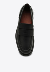 Loro Piana Travis Leather Penny Loafers Black FAN5630LE/P_LORO-8000