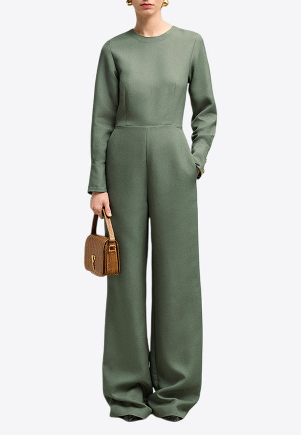 AMI PARIS Long-Sleeved Zipped Wool-Blend Jumpsuit FDR505.VI0019GREEN