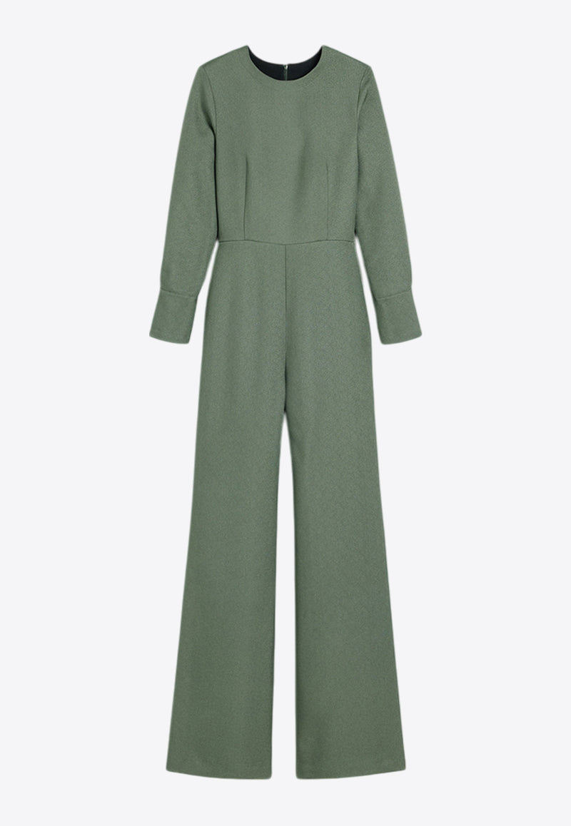 AMI PARIS Long-Sleeved Zipped Wool-Blend Jumpsuit FDR505.VI0019GREEN