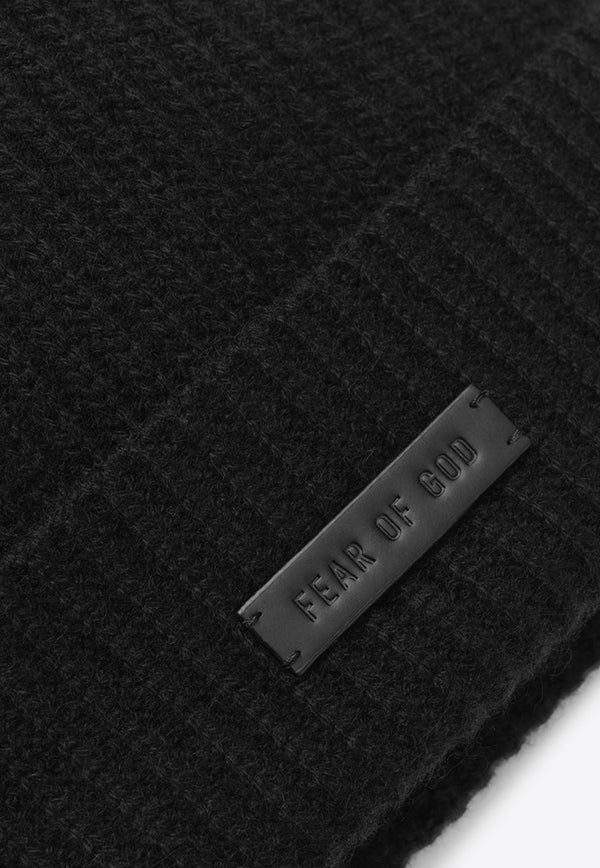 Fear Of God Logo Patch Cashmere Beanie Black FG870-033BLACK