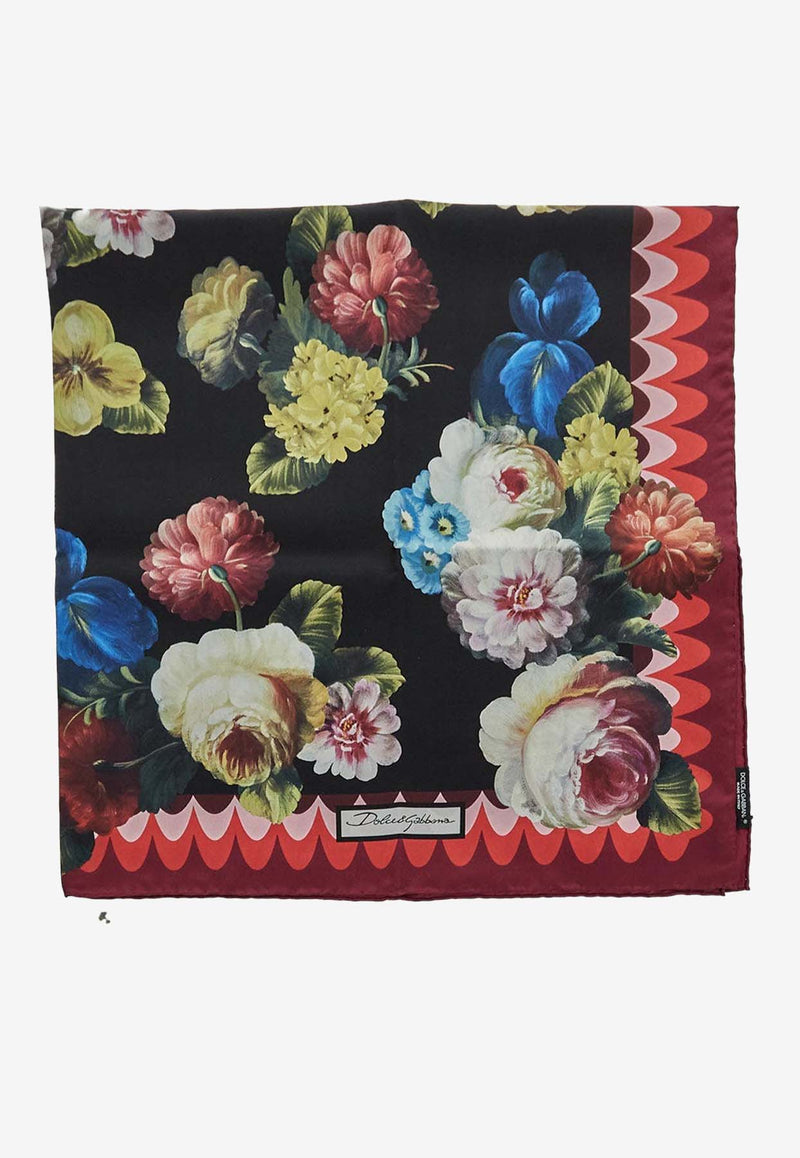 Dolce 
Gabbana Floral Print Silk Scarf FN090R GDB7H HH4YF