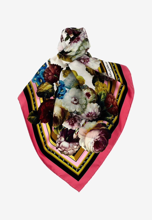 Dolce 
Gabbana Floral Print Silk Scarf FN090R GDB7H HW4YF