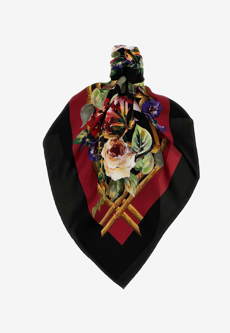 Dolce 
Gabbana Floral Print Silk Scarf FN090R GDB7O HH4YA