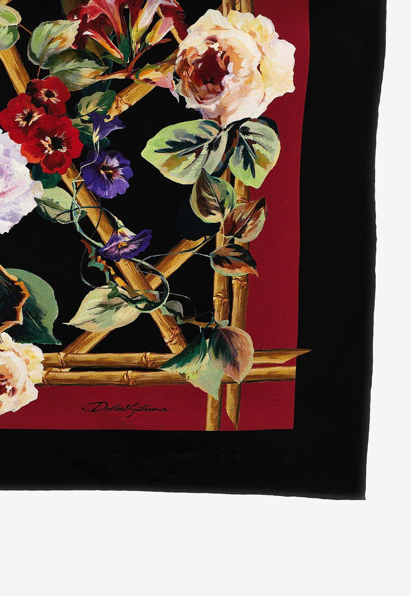 Dolce 
Gabbana Floral Print Silk Scarf FN090R GDB7O HH4YA