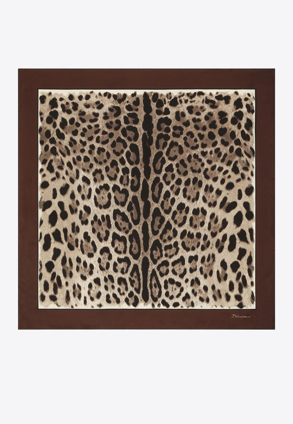 Dolce 
Gabbana Leopard Print Silk Twill Scarf Brown FN090R GDBYX H613M