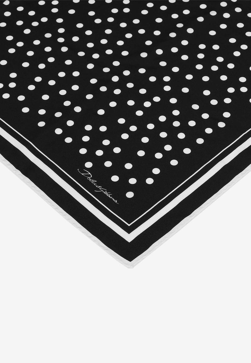 Dolce 
Gabbana Polka-Dot Print Silk Scarf FN090R GDCFX HNBEW Monochrome