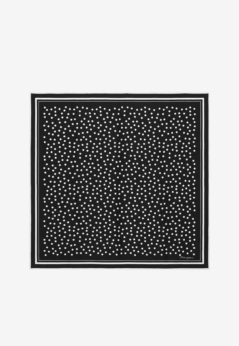 Dolce 
Gabbana Polka-Dot Print Silk Scarf FN090R GDCFX HNBEW Monochrome