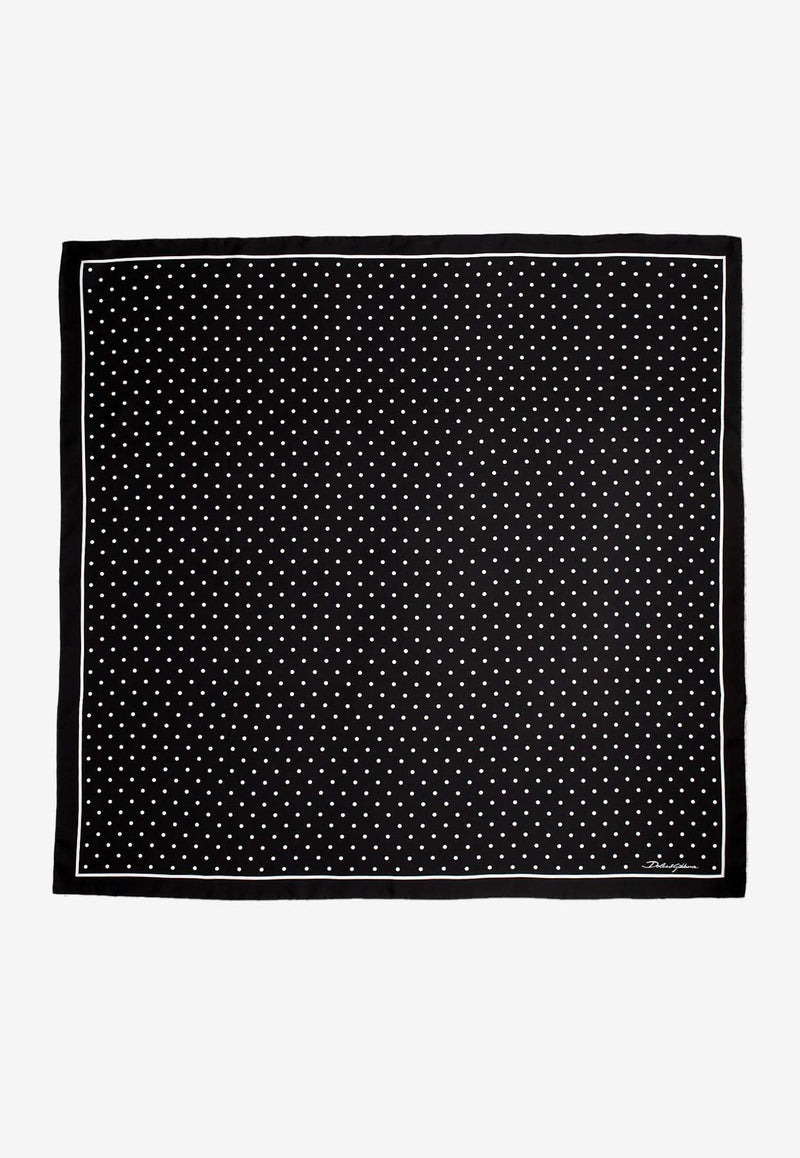 Dolce 
Gabbana Polka Dot Print Scarf in Silk FN090R GDCLC HN5GD Black