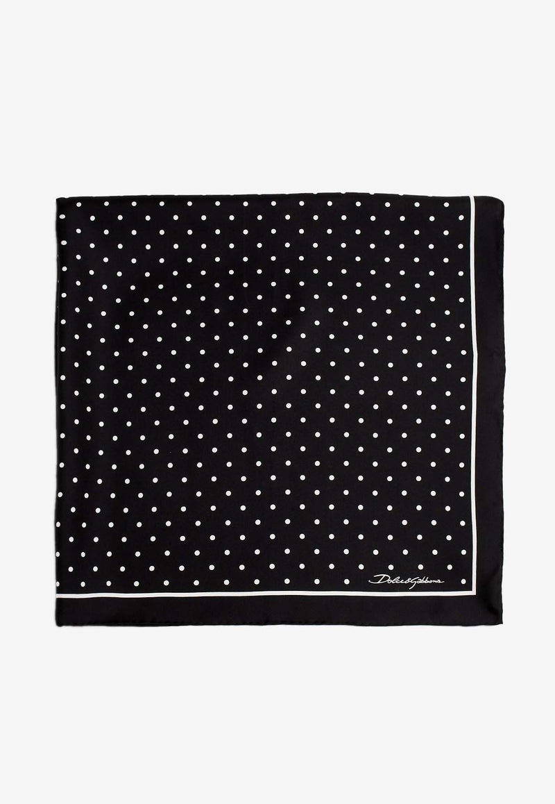 Dolce 
Gabbana Polka Dot Print Scarf in Silk FN090R GDCLC HN5GD Black