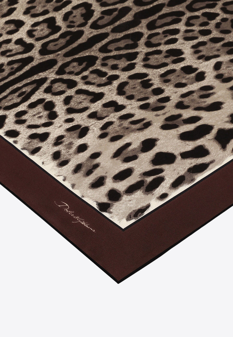 Dolce 
Gabbana Leopard Print Silk Twill Scarf Brown FN092R GDBYY H613M