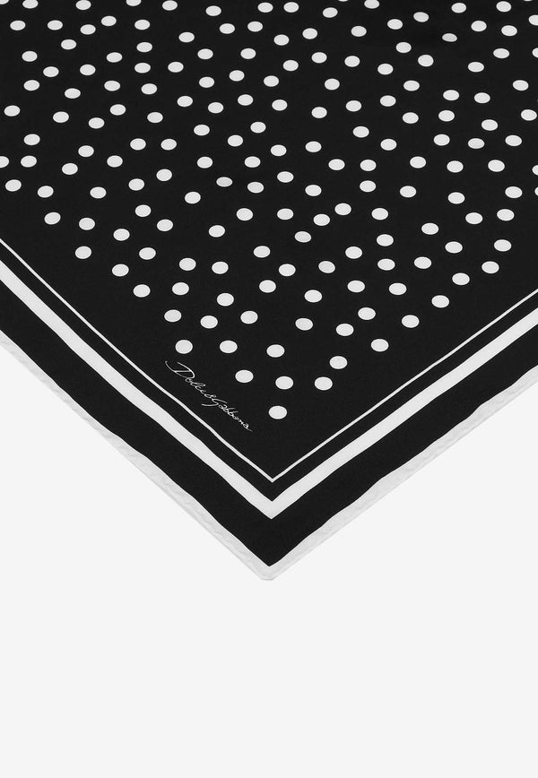 Dolce 
Gabbana Polka-Dot Print Silk Scarf FN092R GDCF1 HNBEW Monochrome