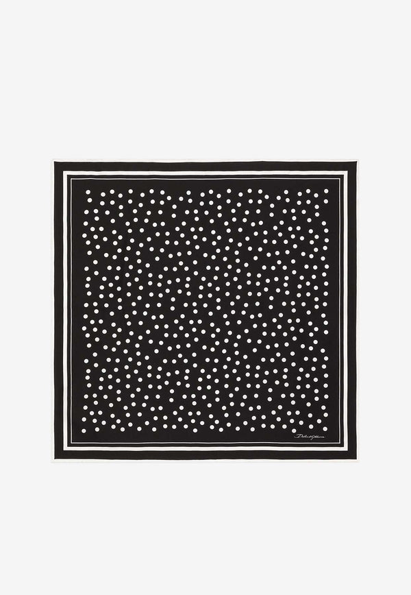 Dolce 
Gabbana Polka-Dot Print Silk Scarf FN092R GDCF1 HNBEW Monochrome