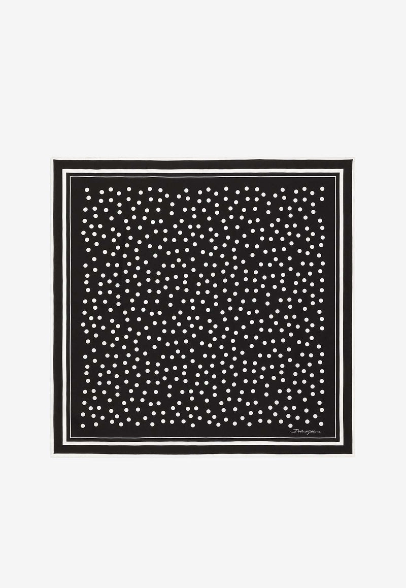 Dolce 
Gabbana Polka-Dot Print Silk Scarf FN092R GDCF1 HNBEW Monochrome