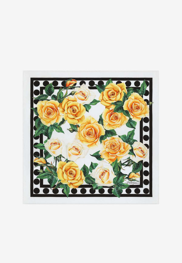 Dolce 
Gabbana Rose Print Silk Scarf FN093R GDAWW HA3VO Multicolor